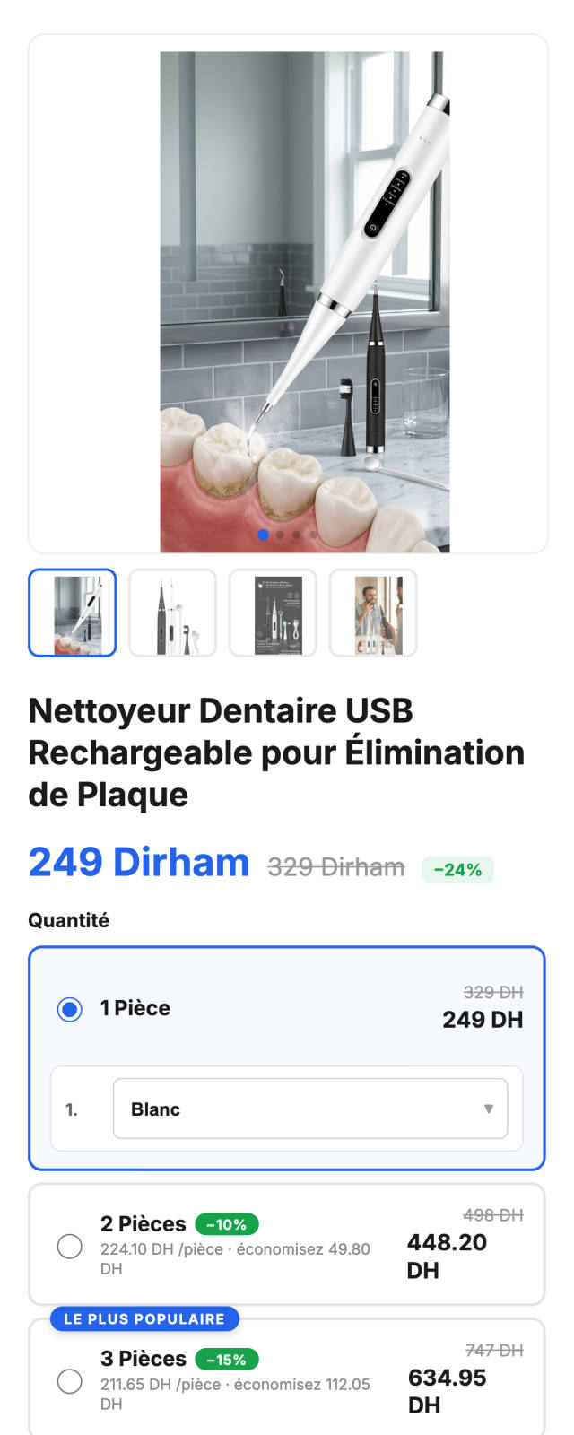 The same product as a landing page generated by ezprody