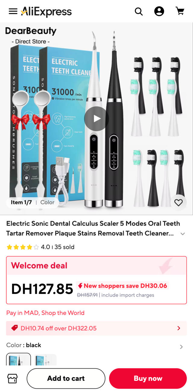 The original AliExpress listing: the supplier's photo and a keyword-stuffed title